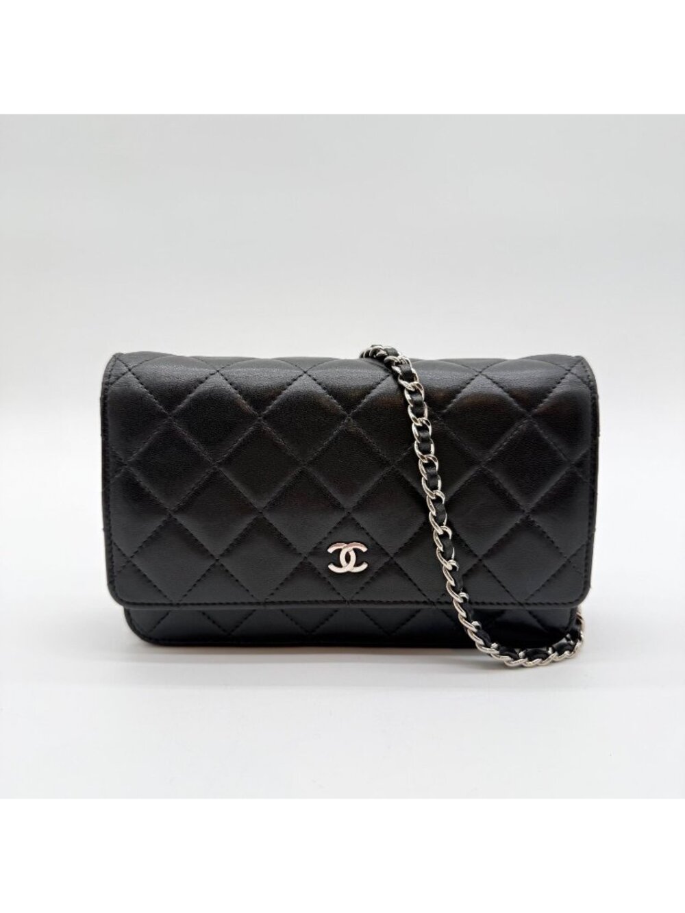 Chanel Chain Wallet Lambskin Quilted Black Shoulder Bag